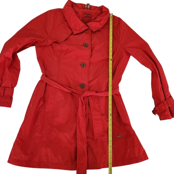 OLSEN Europe outdoor red trench coat belted lightweight jacket size m/l - Picture 15 of 16